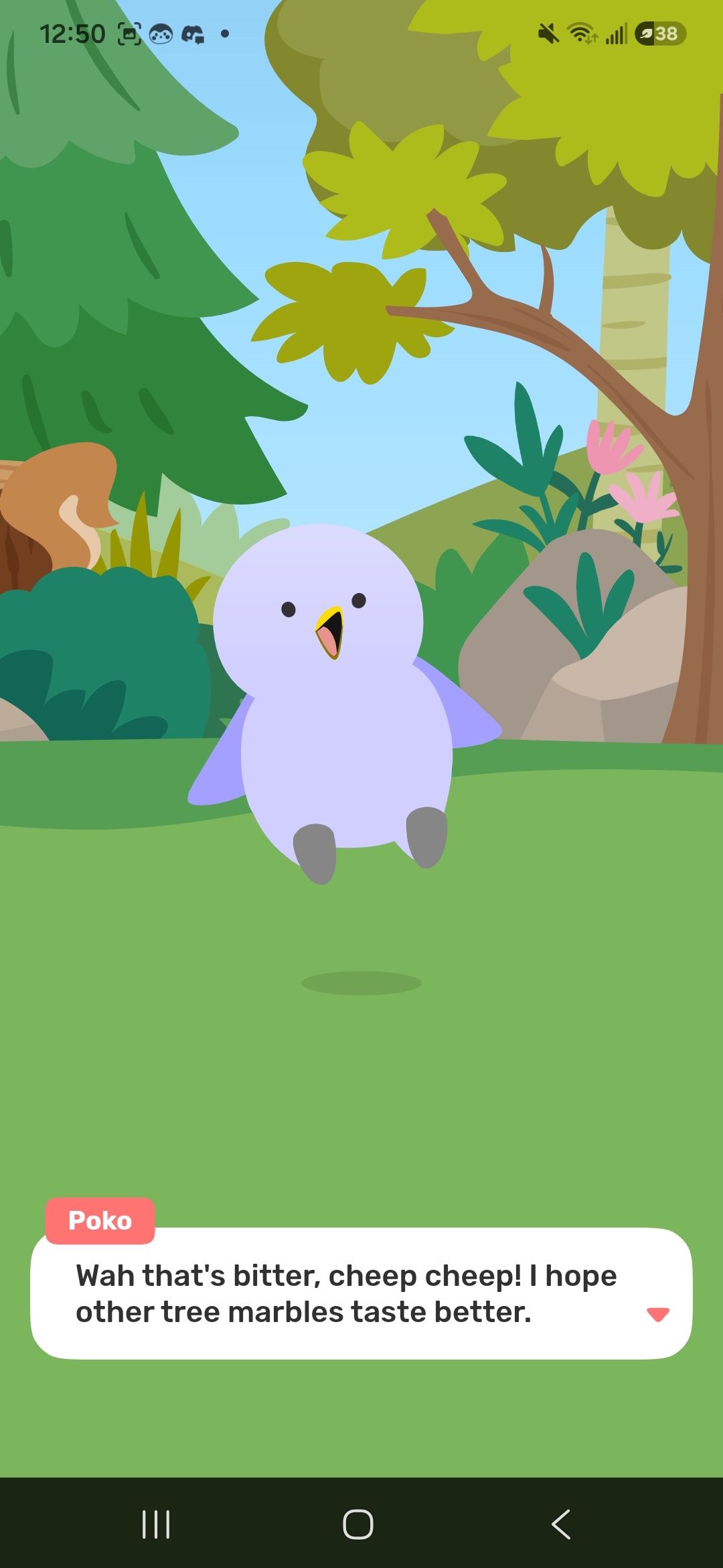 learning that the bird doesn't like the fruit it picked up during an adventure in the Finch Health app
