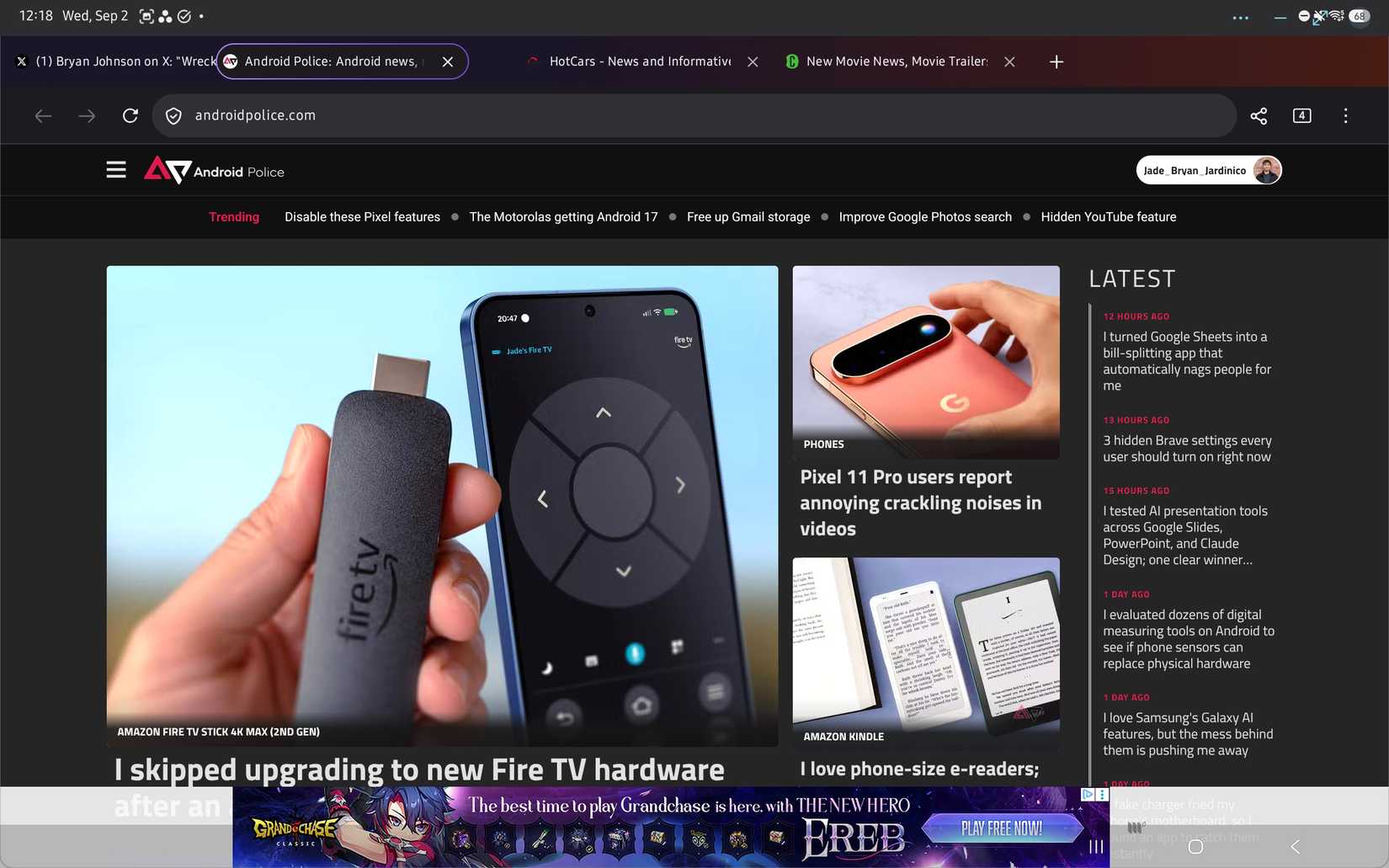 Tab management on Firefox for large-screen devices like tablets is more mature
