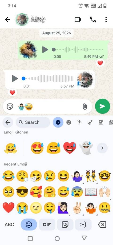 Screenshot showing emoji kitchen stickers in Gboard