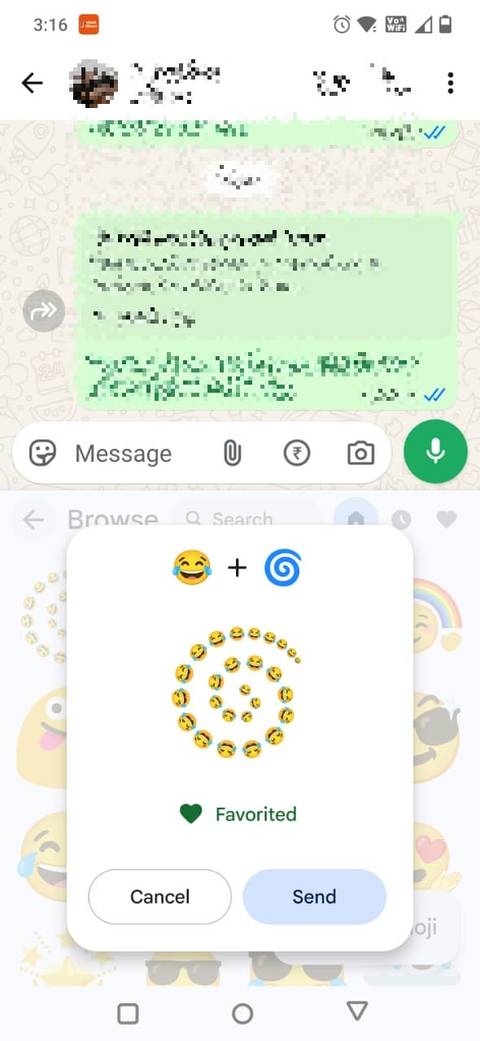 Screenshot showing how to save a sticker in Emoji kitchen 