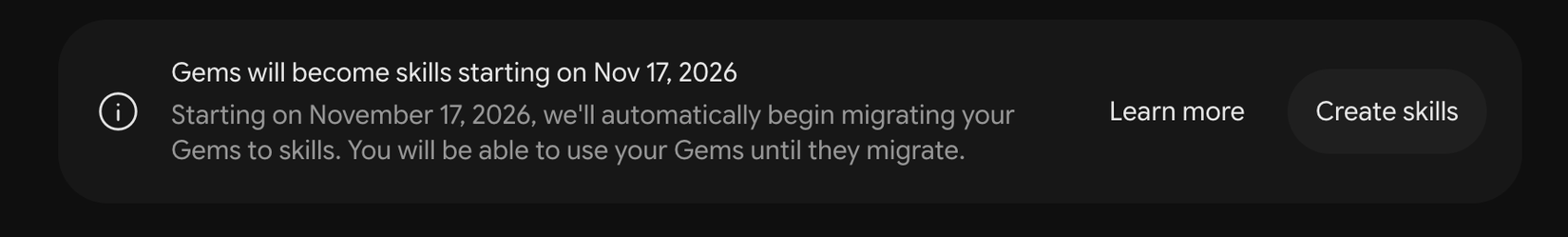 Gems in Google Gemini are going away