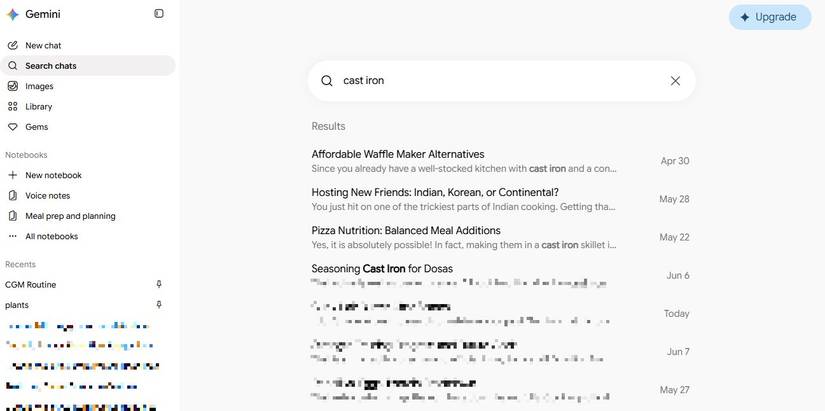 Screenshot showing Gemini search results