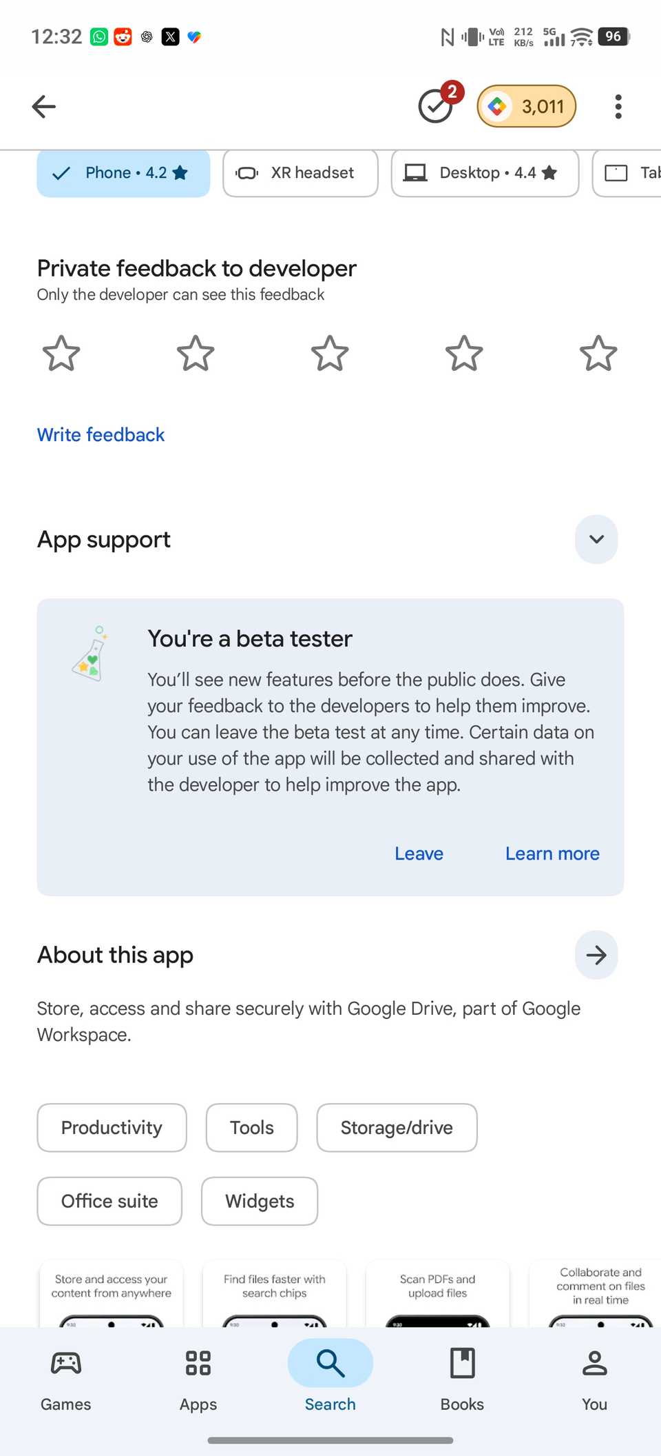Google Drive for Android beta program