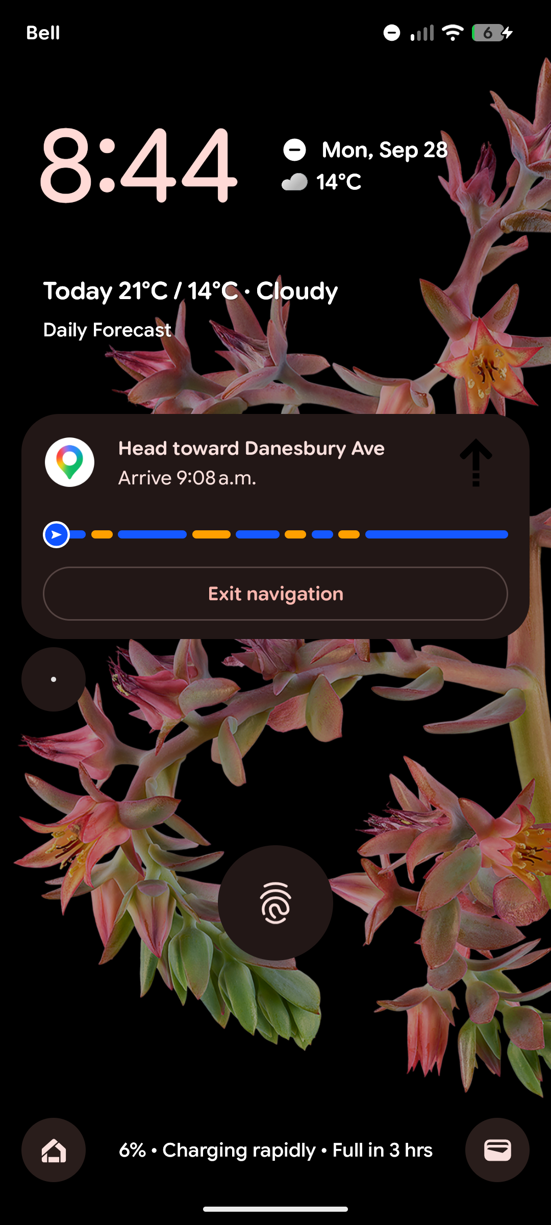 Pixel lock screen showing glanceable directions in Google Maps