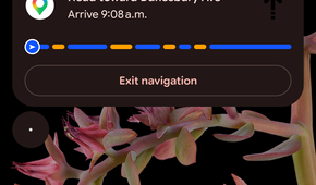 Pixel lock screen showing glanceable directions in Google Maps