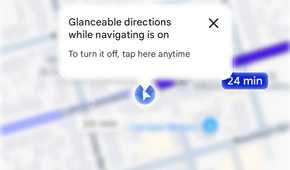 Google Maps on Pixel showing glanceable directions alert