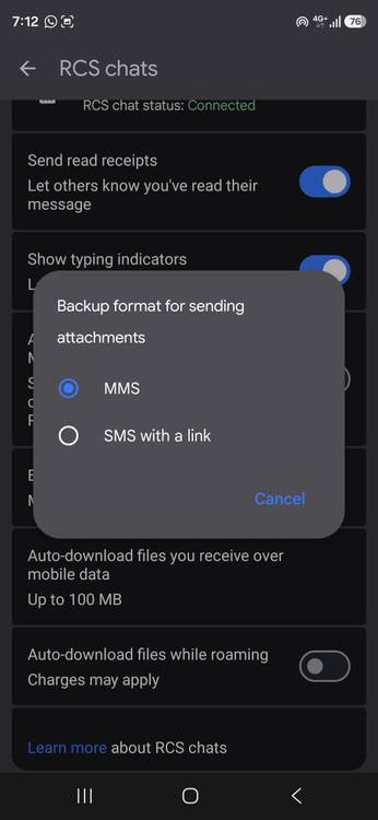 Google Messages attackments backup format