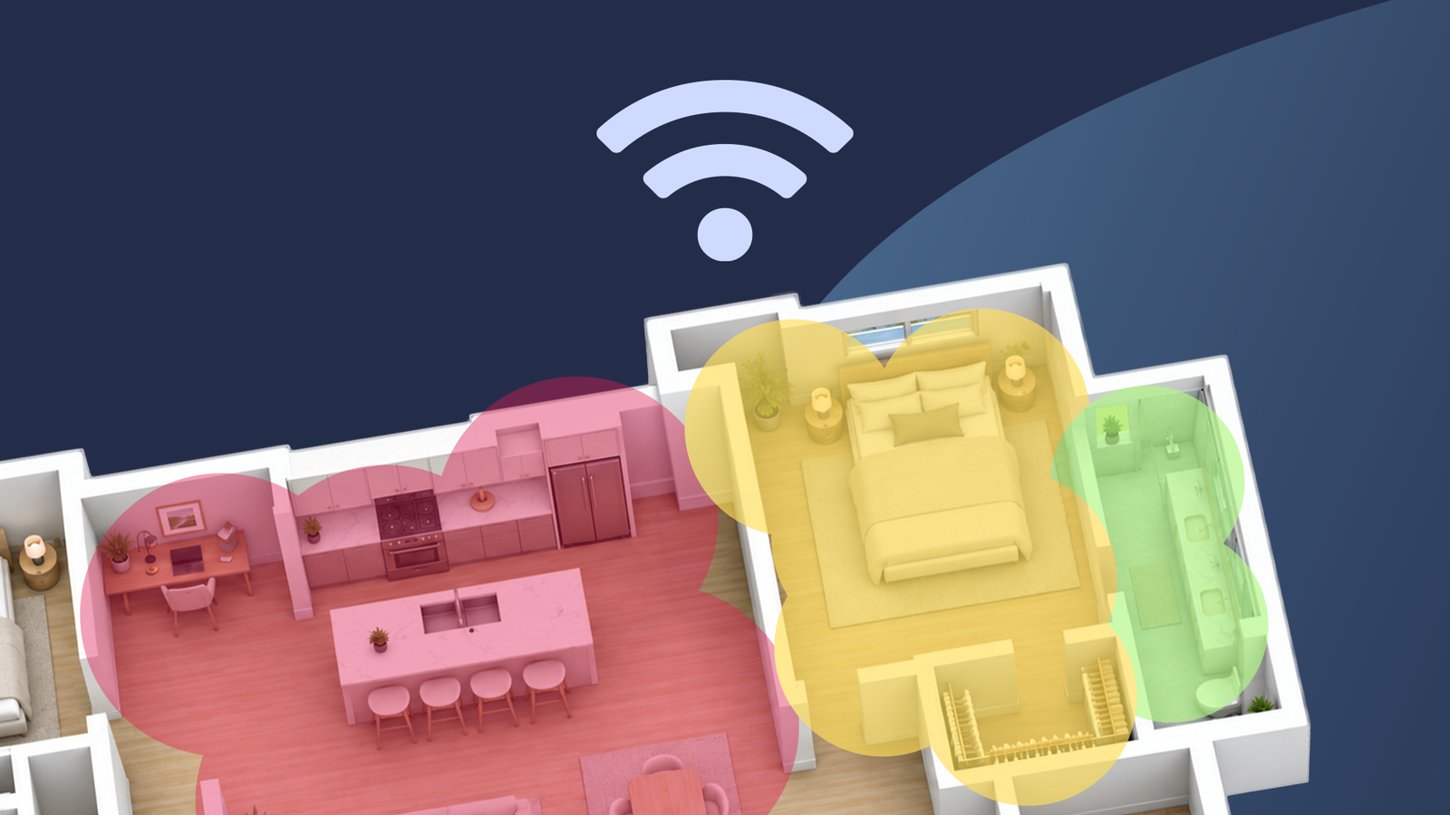 Как найти «мертвые зоны» и устранить помехи в домашней сети Wi-Fi План дома с отображением зон сильного и слабого покрытия Wi-Fi