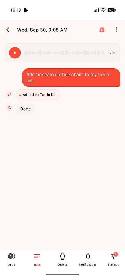 voice note and transcription in Pebble app