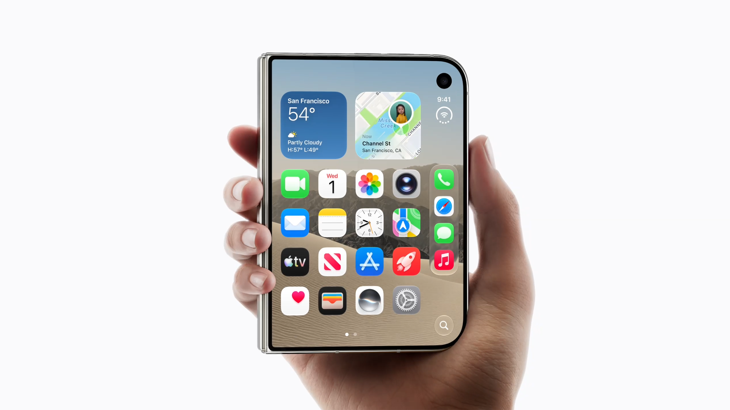Apple iPhone Duo, folded and closed, home screen