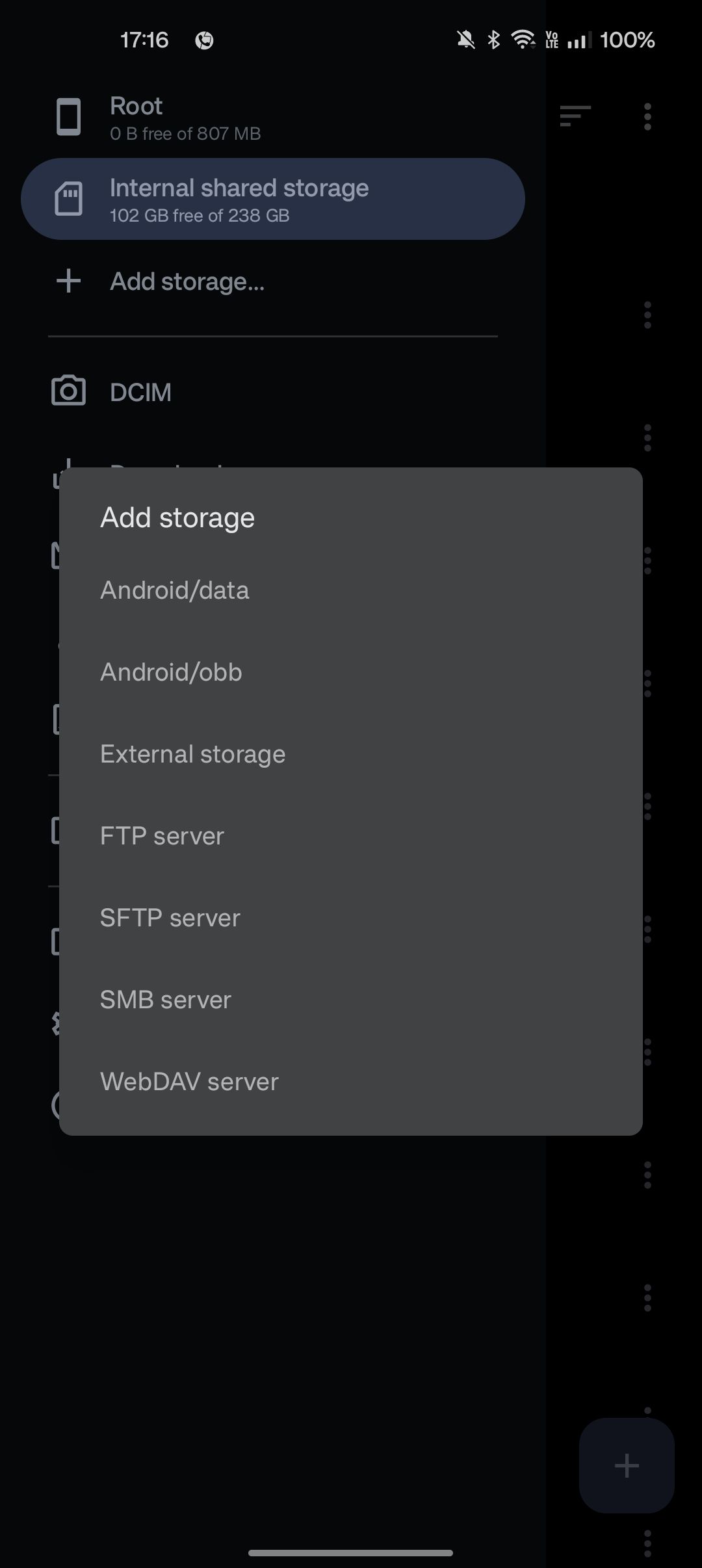 Material Files settings for adding storage including SMB NAS storage