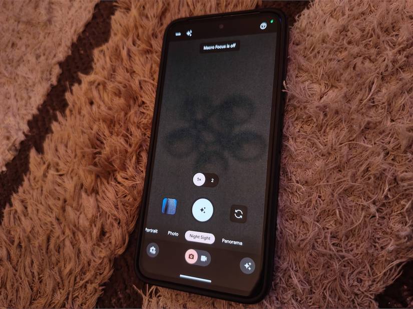 Pixel Camera showing Macro focus disabled in Night Sight mode