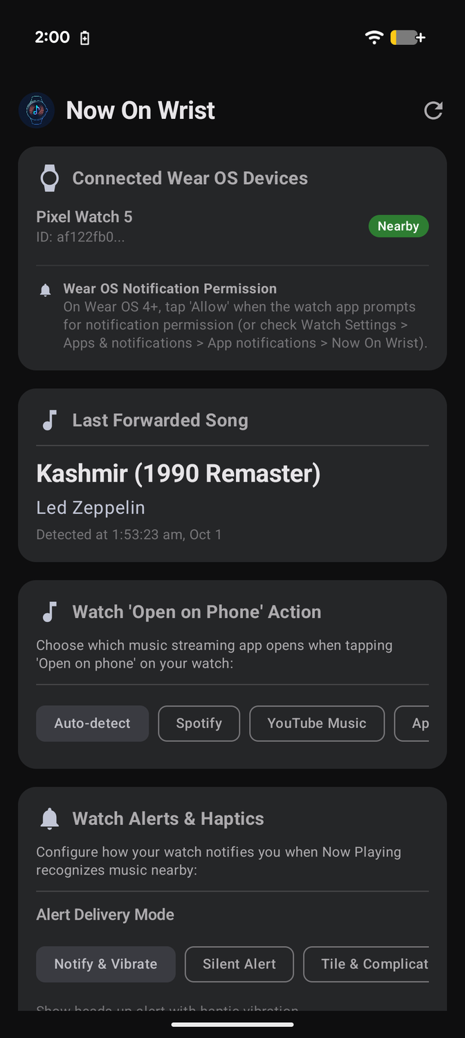 Приложение Now On Wrist переносит функцию Now Playing со смартфонов Pixel на часы — иллюстрация 2 к материалу Приложение Now On Wrist переносит функцию Now Playing со смартфонов Pixel на часы — иллюстрация 2 к материалу