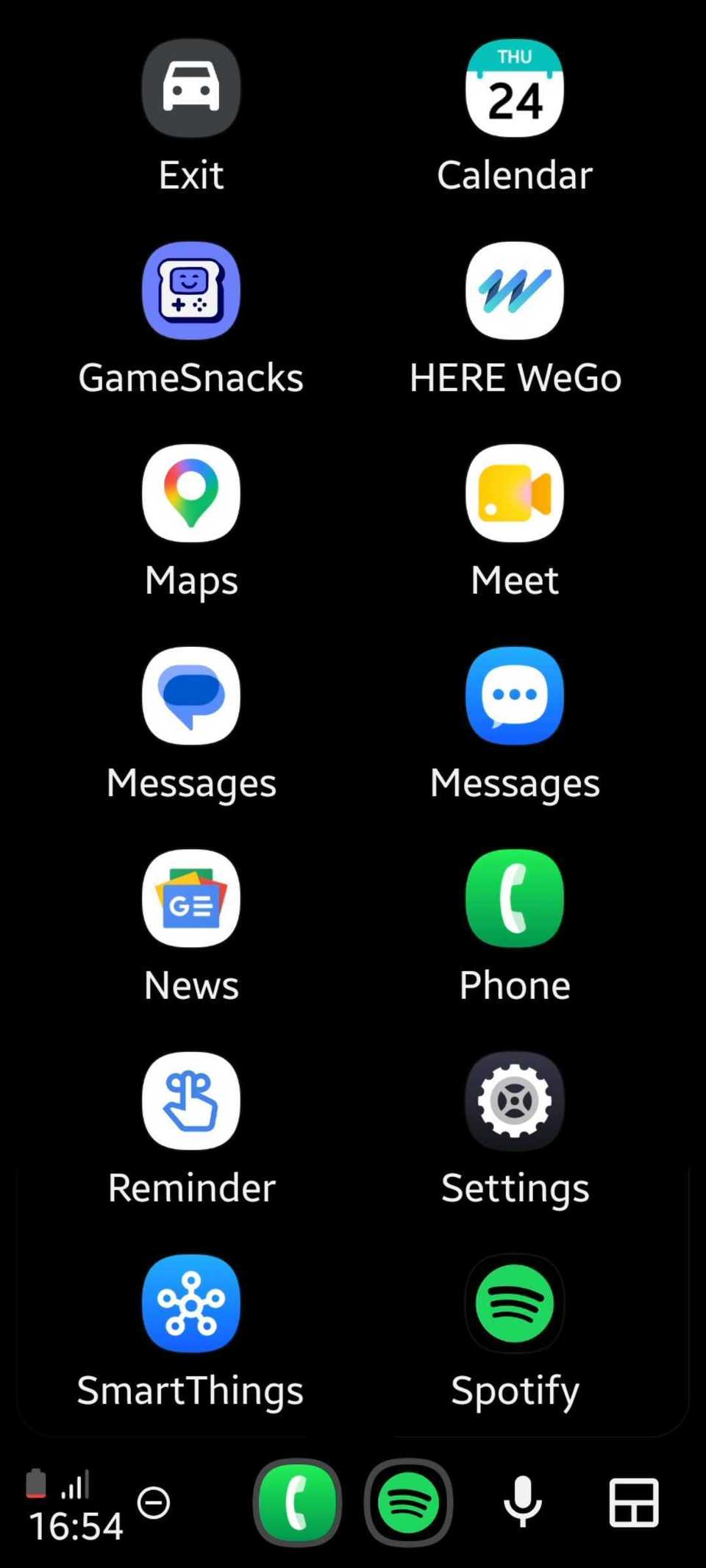 Screenshot che mostra la schermata di avvio delle app Android Auto su un telefono
