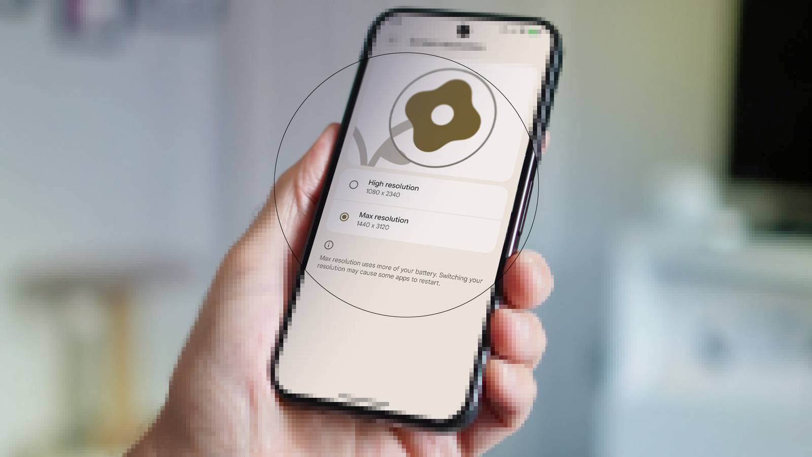 Google Pixel display resolution setting