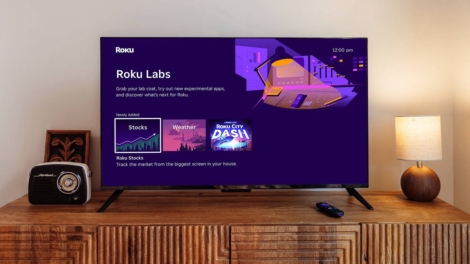 Roku запускает платформу для тестирования функций и предлагает скидки на подписки Раздел Roku Labs на экране телевизора