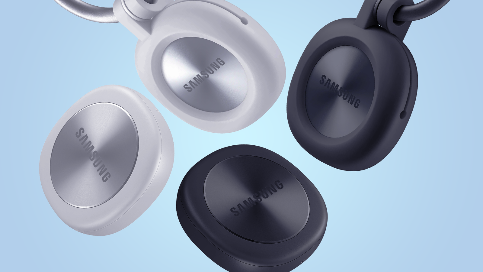 Samsung SmartTag trackers in black and white.