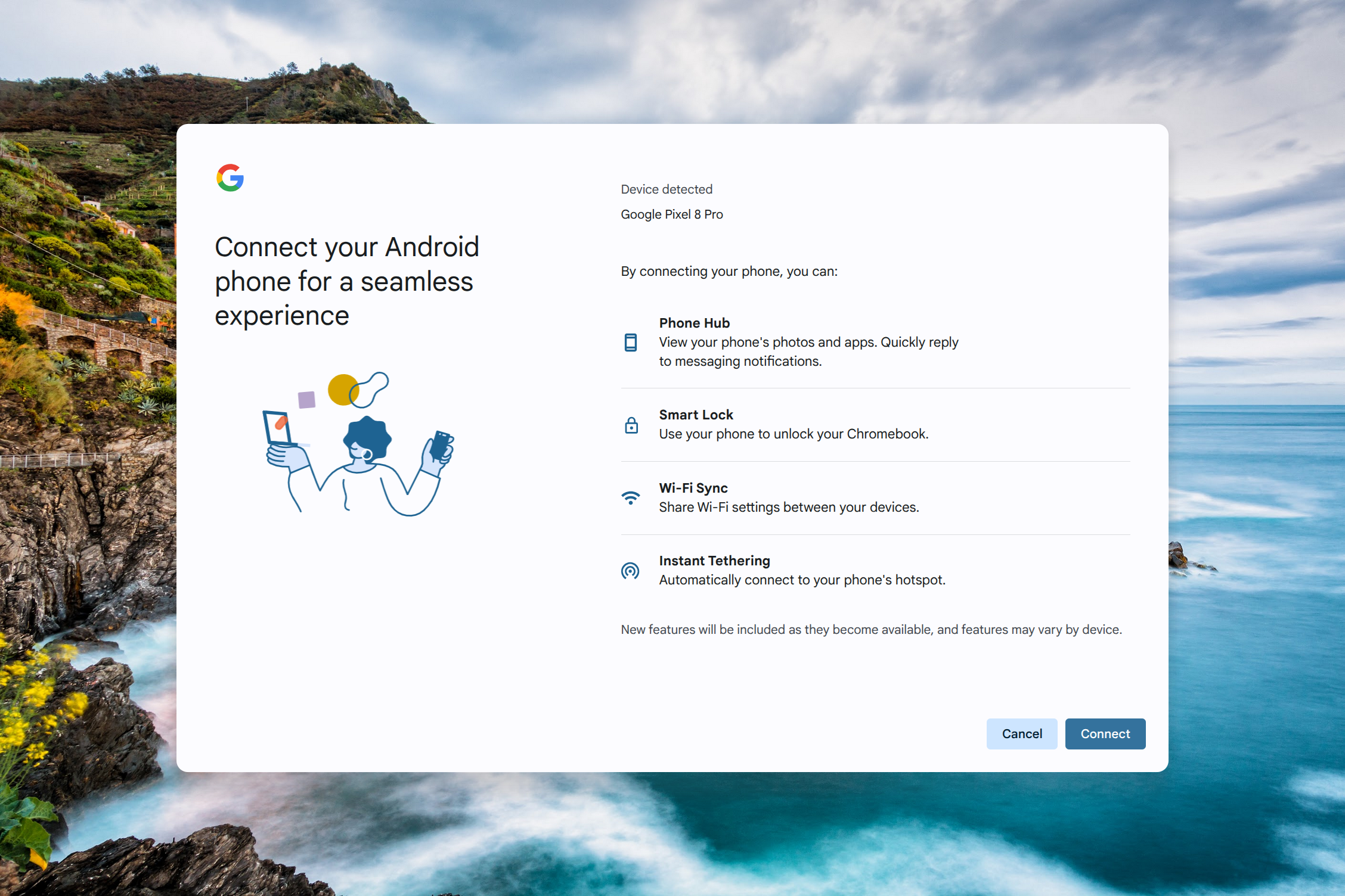 Setup screenshot for ChromeOS Phone Hub