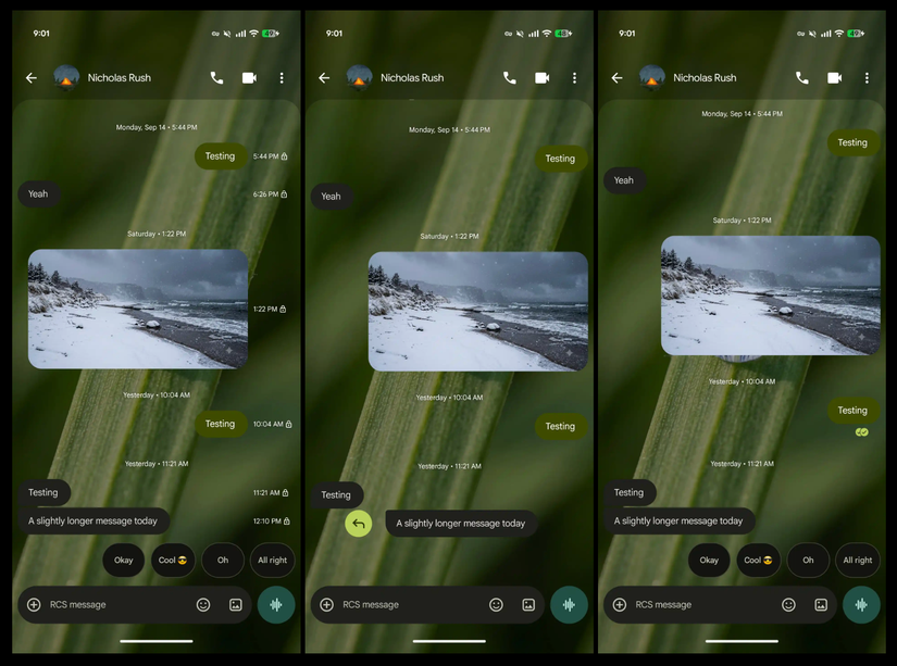 Google Messages timestamp screenshots