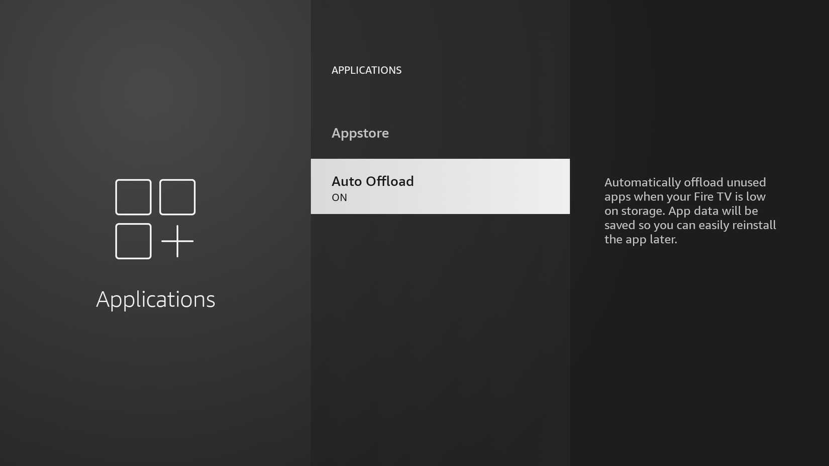 Auto Apps Offload feature on Amazon Fire TV OS