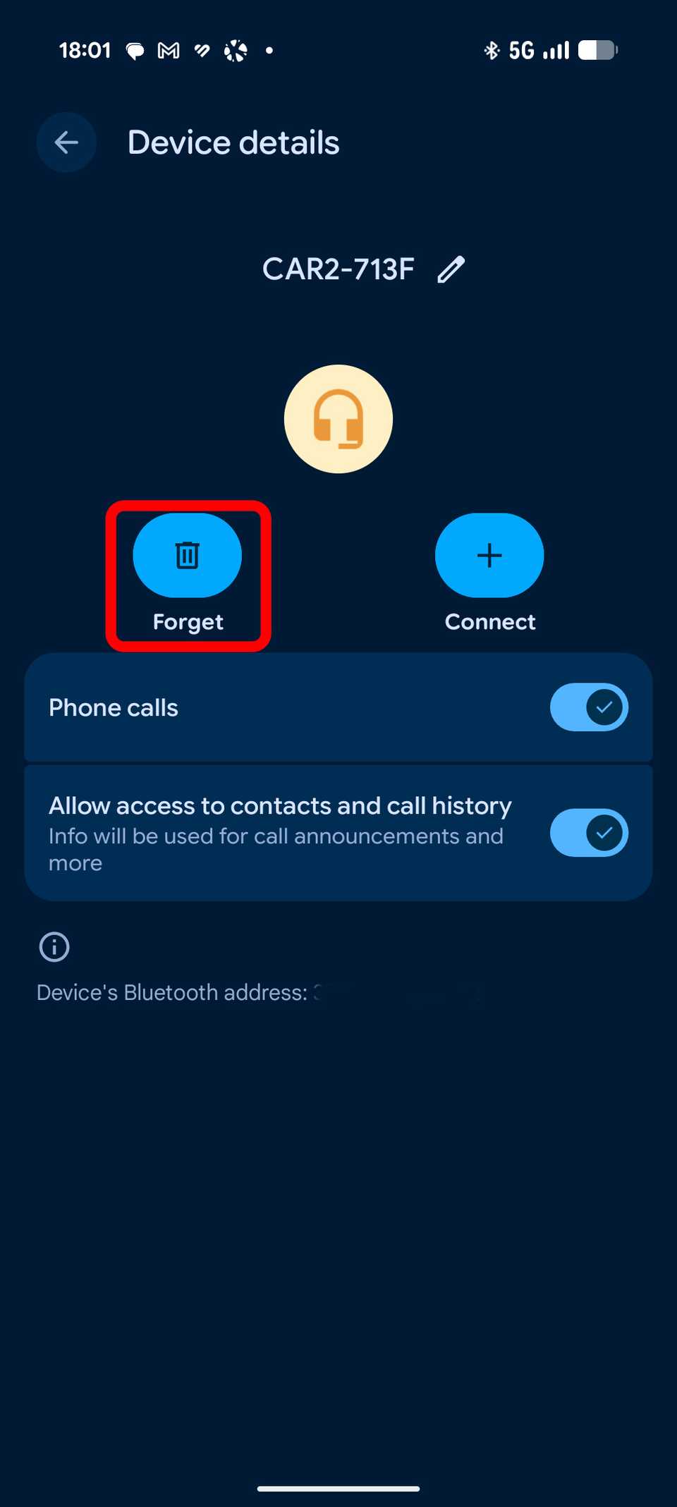 Eliminazione di un profilo Bluetooth di un adattatore wireless Android Auto