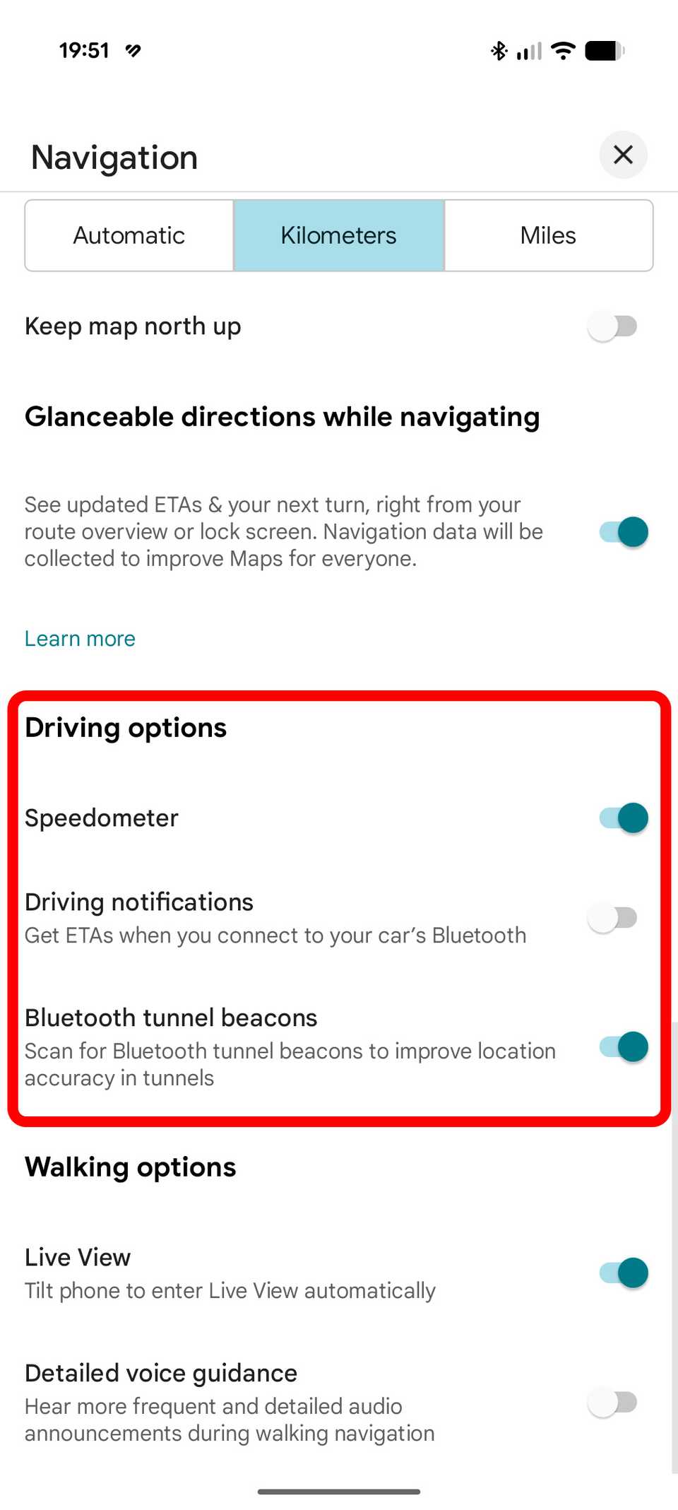 Opzioni di guida di Google Maps