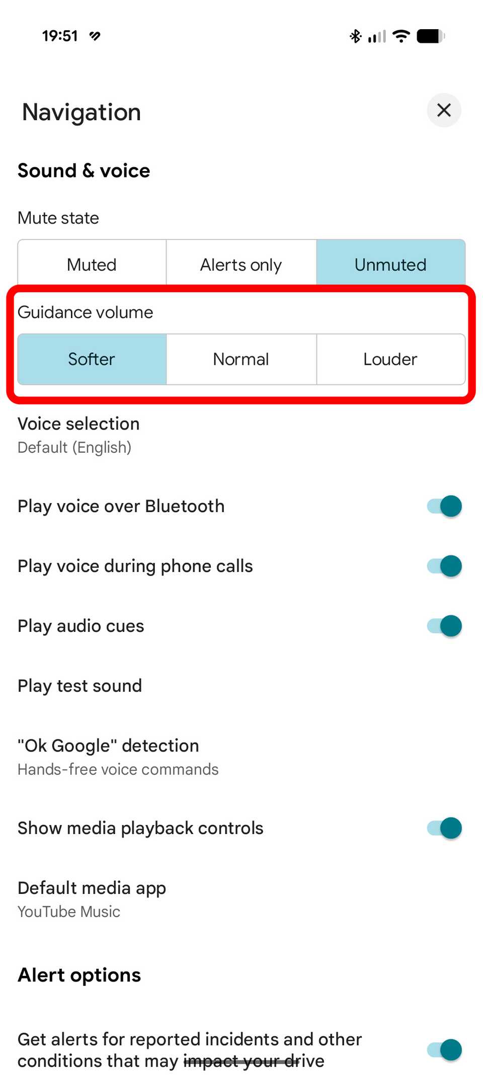 Livello del volume della guida vocale di Google Maps