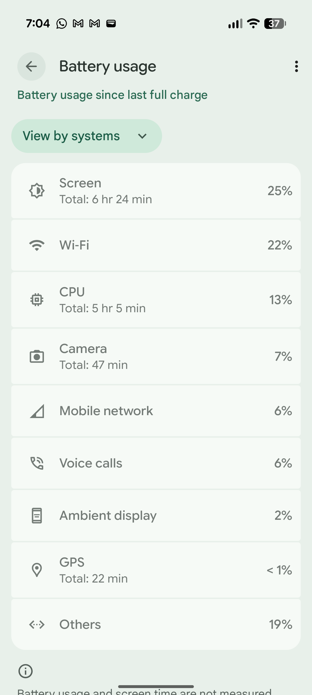 Screenshot of the Pixel 11 Pro XL battery usage menu with use by system