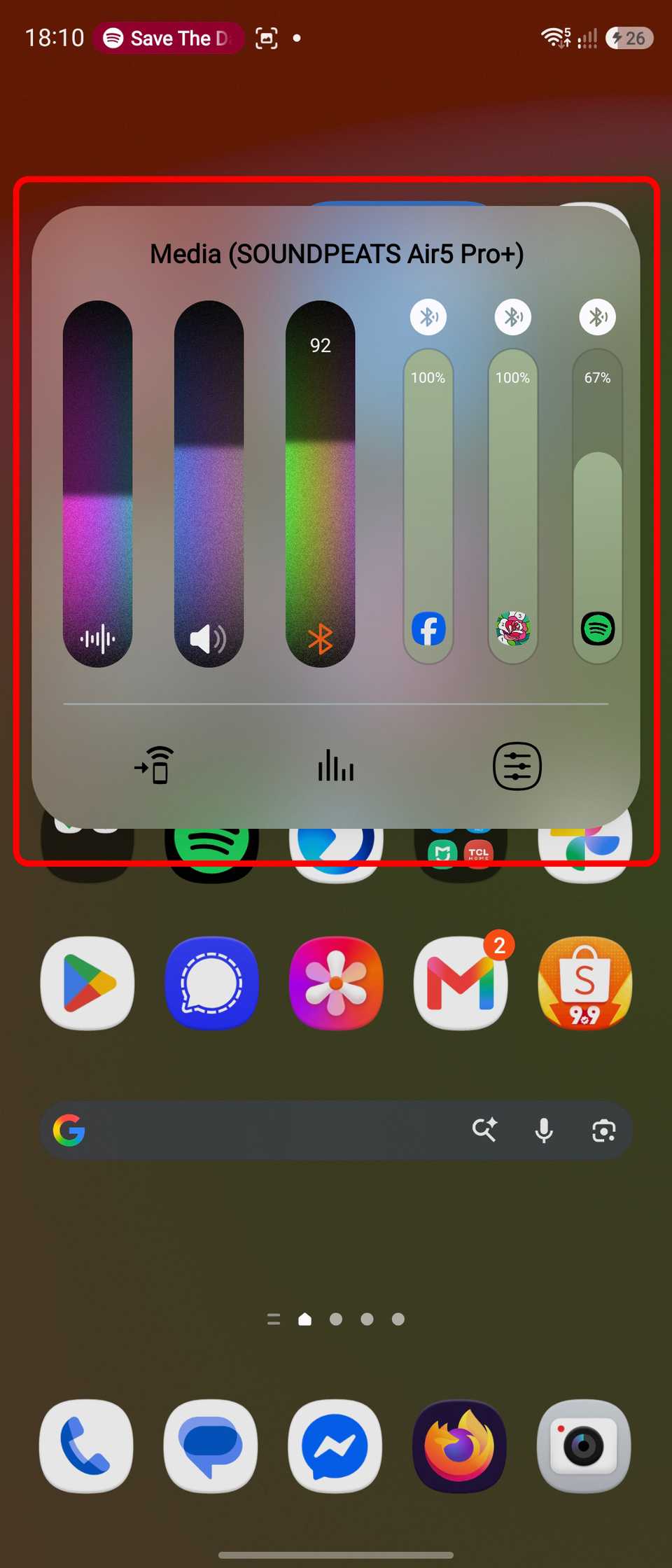 Volume panel with individual apps control on Samsung One UI