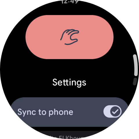 Screenshot of the Google Pixel Watch with the Recorder app showing the available hand gesture