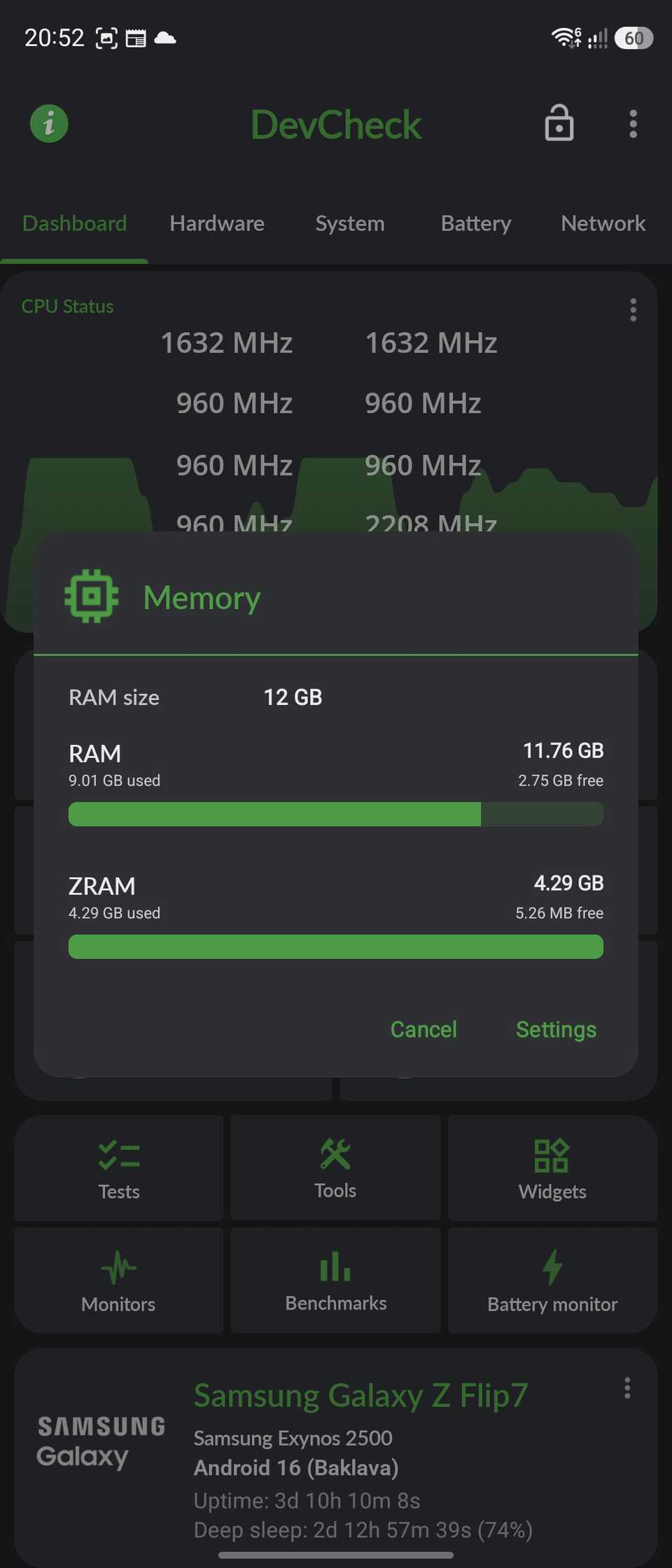 RAM Plus disabled on Samsung Galaxy Z Flip phone