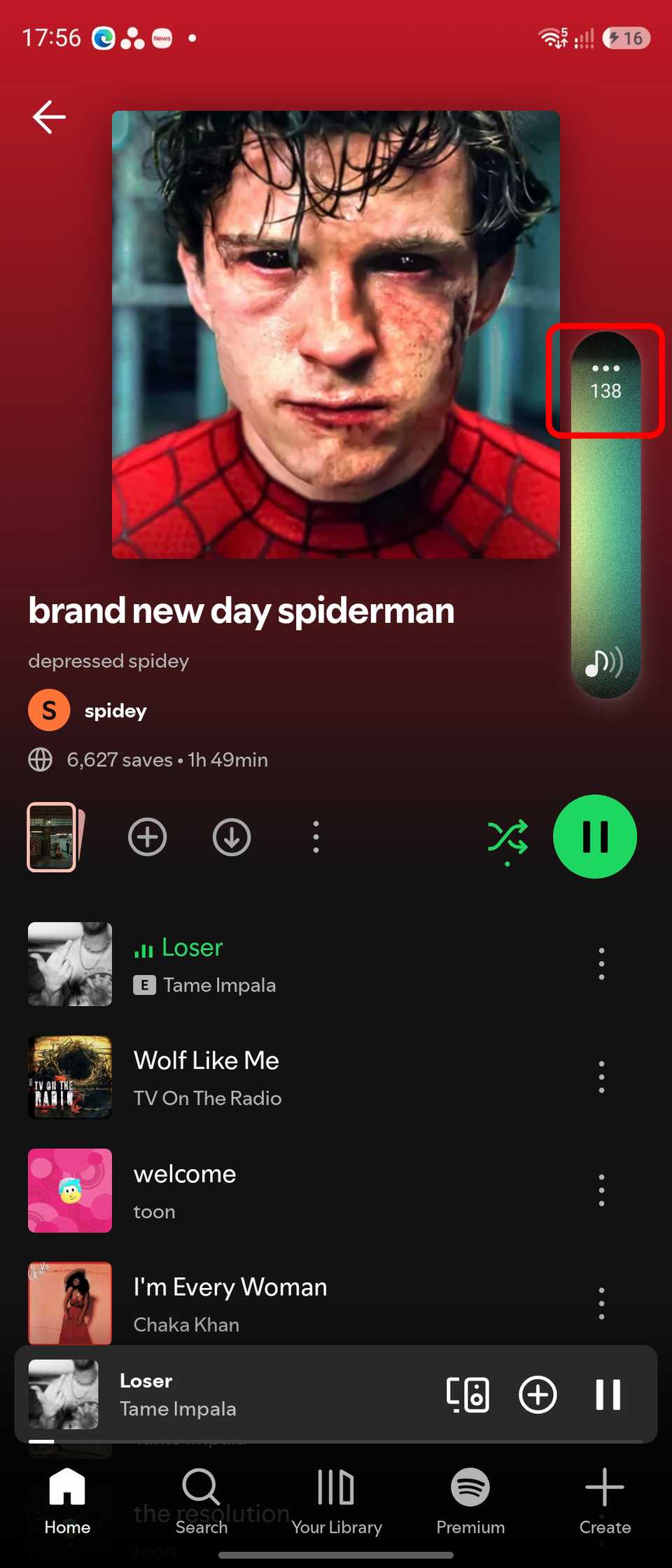 Volume slider being expanded on Samsung One UI