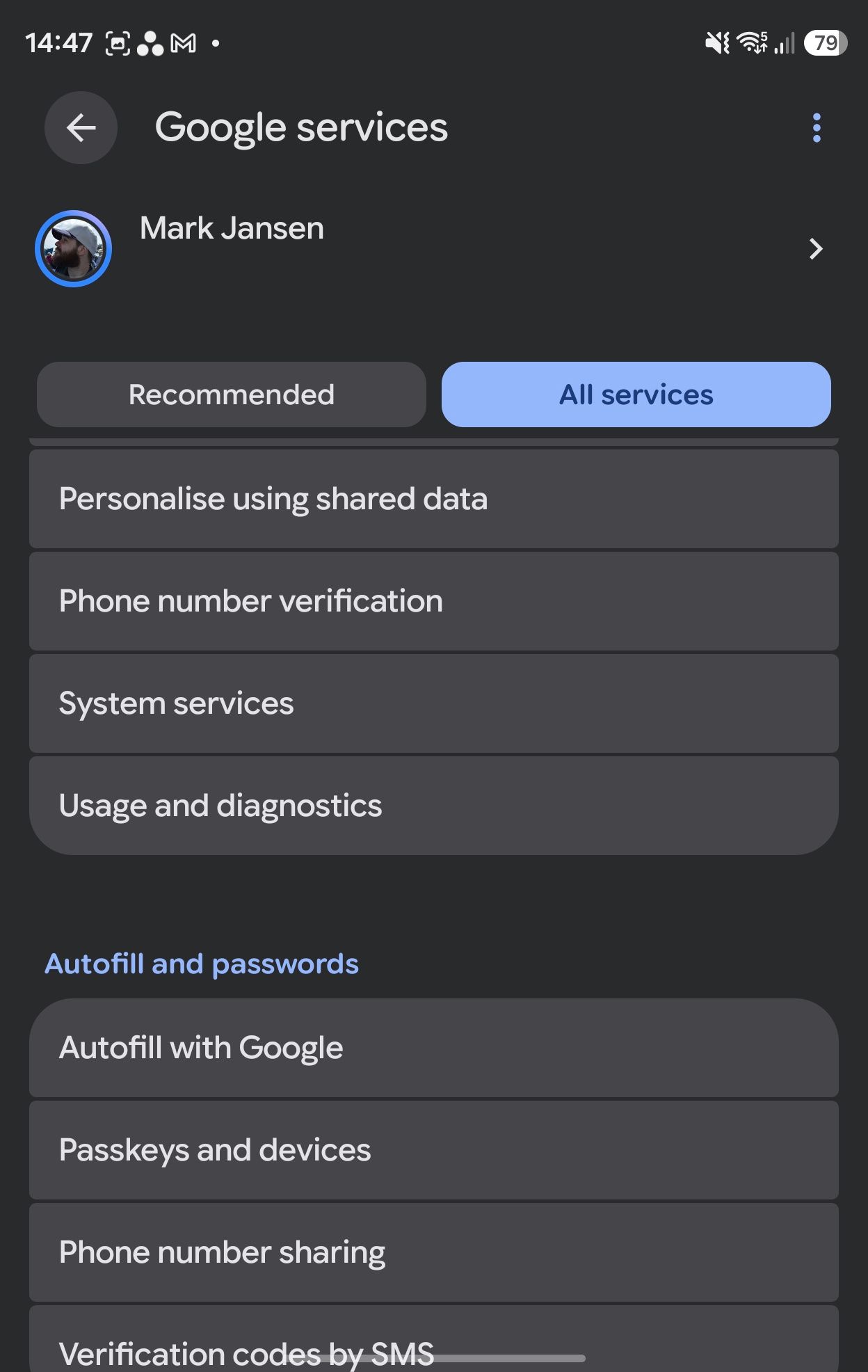 The All Services menu on a Z Fold 8.
