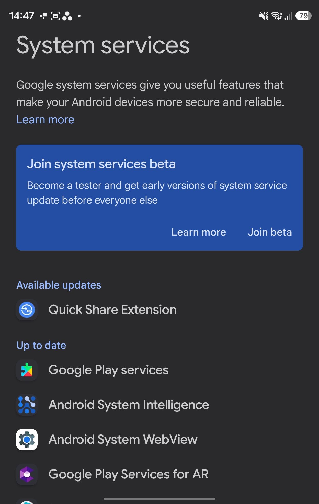 The System Services menu on a Z Fold 8.