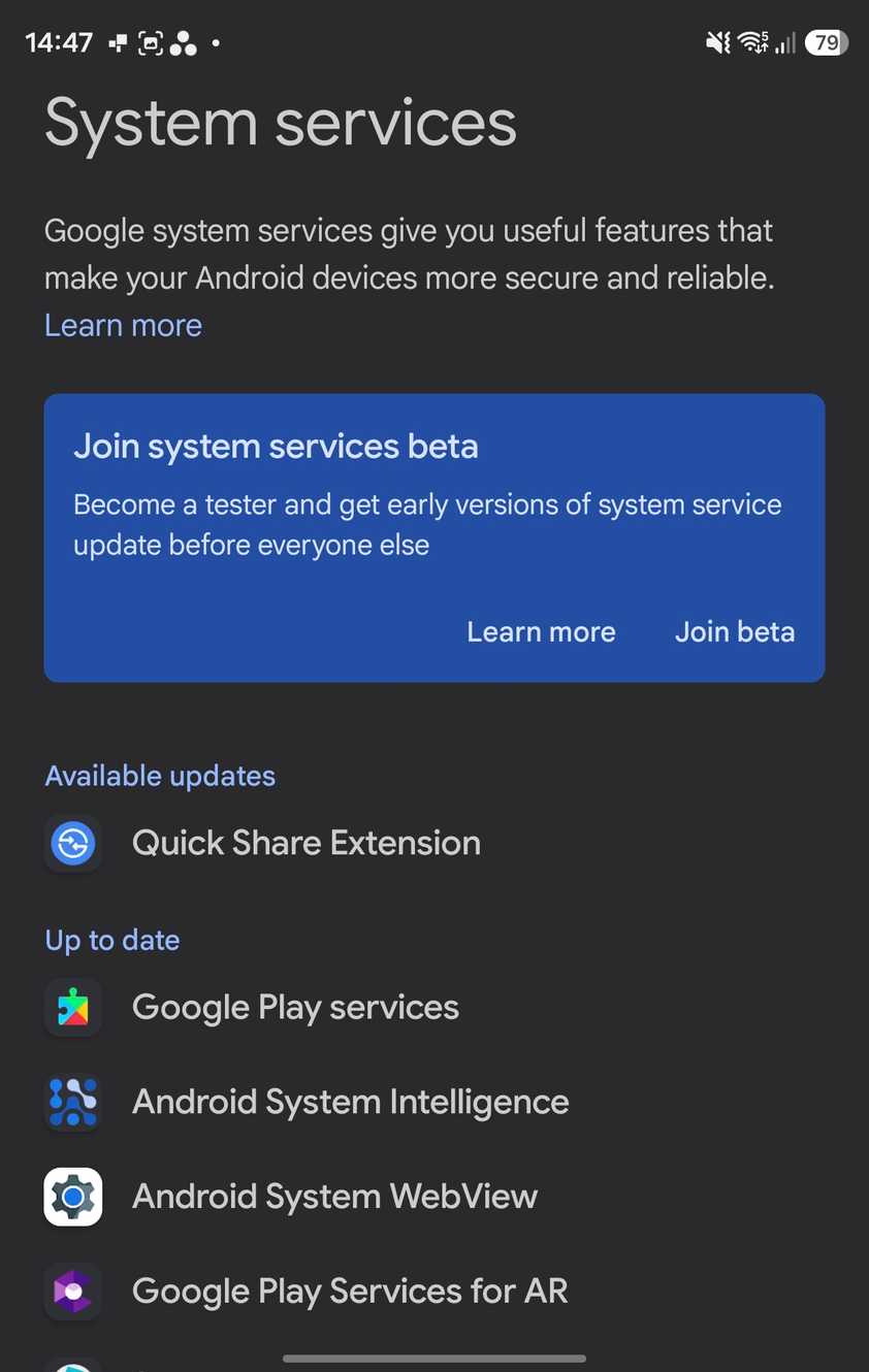 The System Services menu on a Z Fold 8.