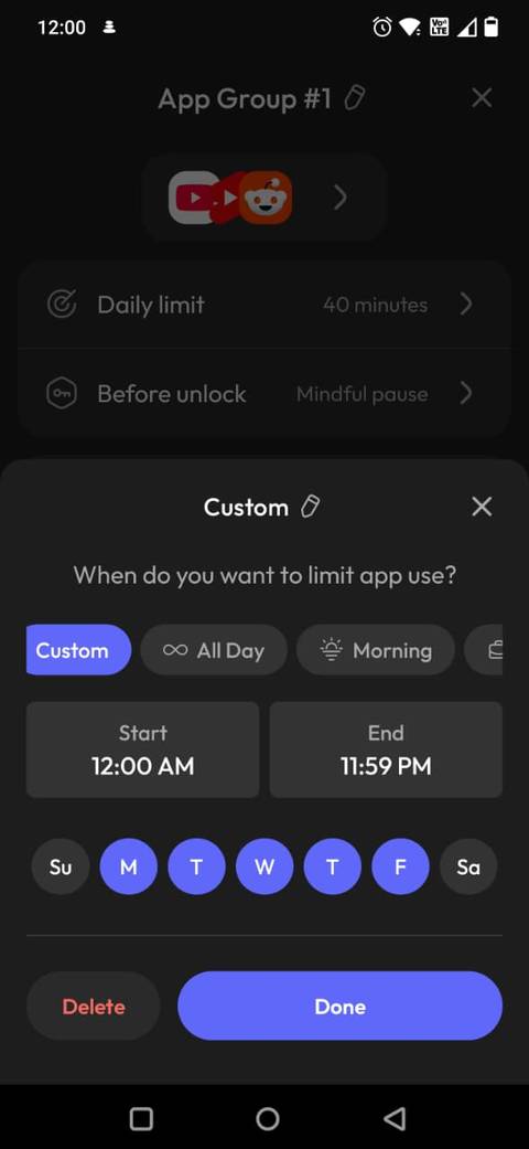 Screenshot showing the customization options on ScreenZen