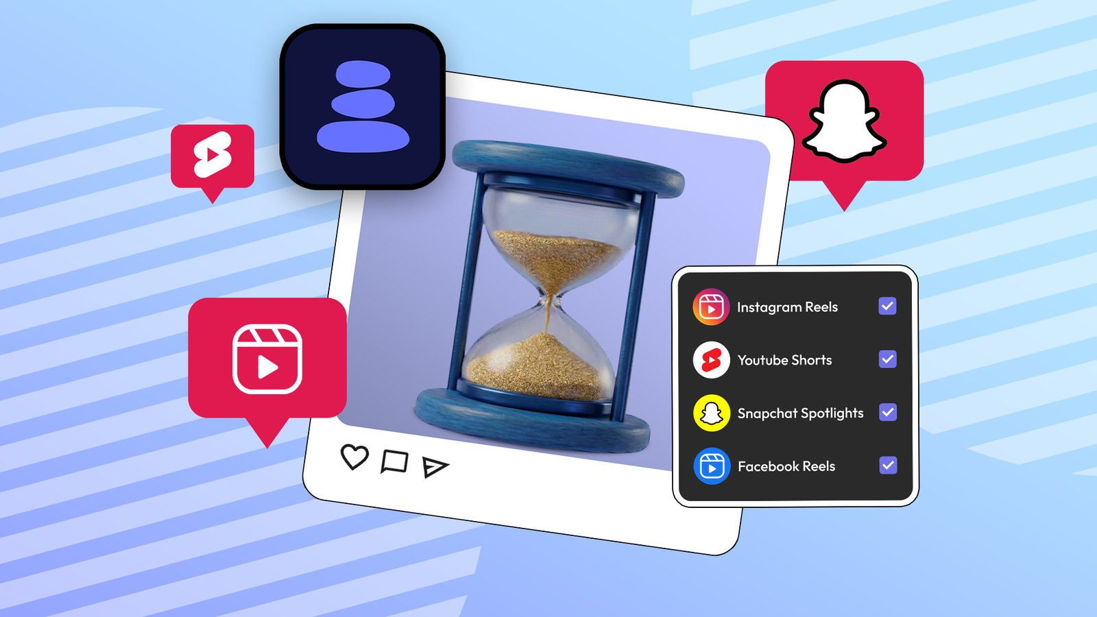 ScreenZen app with an hourglass and social media icons