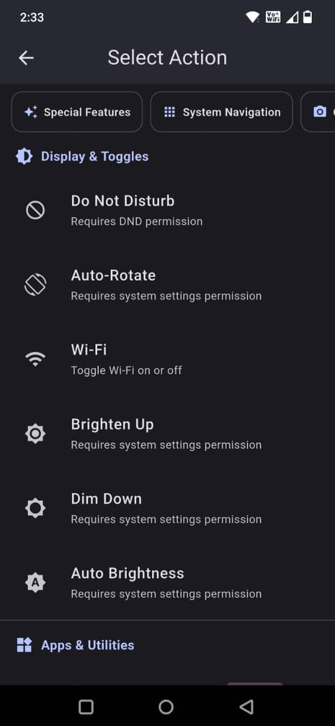 Знімок екрана, на якому показано параметри відображення в програмі Smart Action Notch