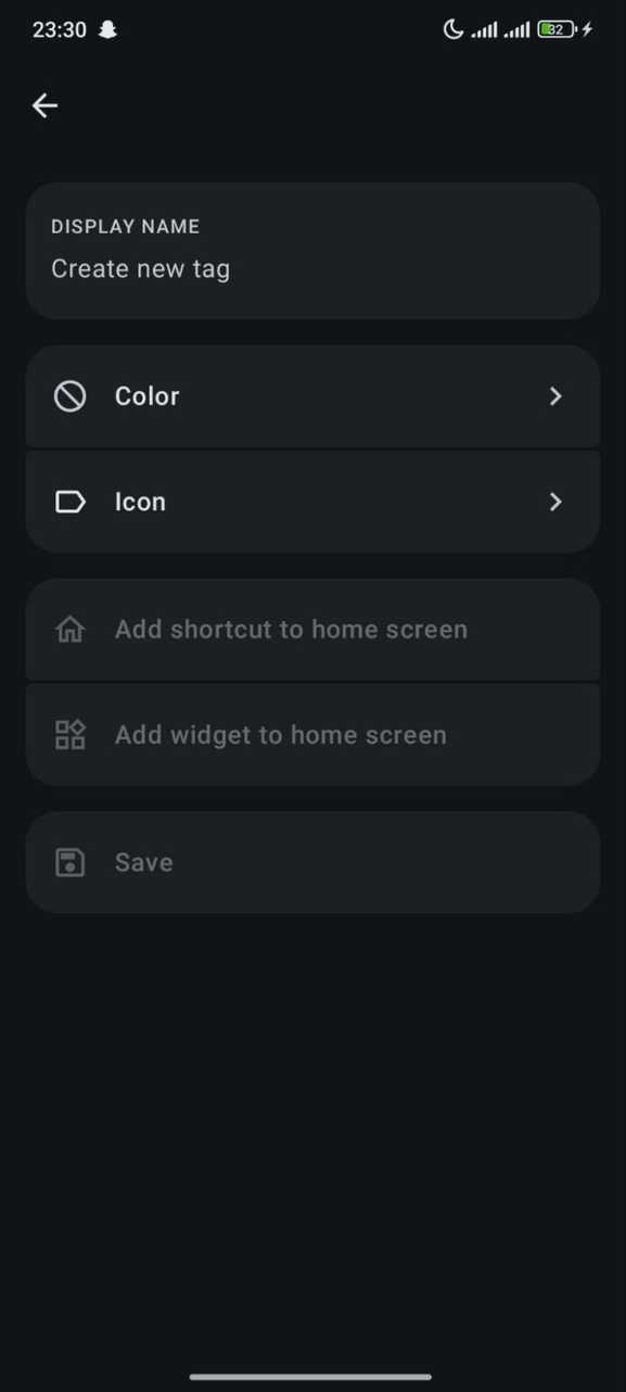 Tasks.org create new tag