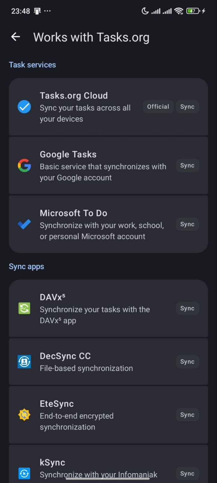 Tasks.org integrations