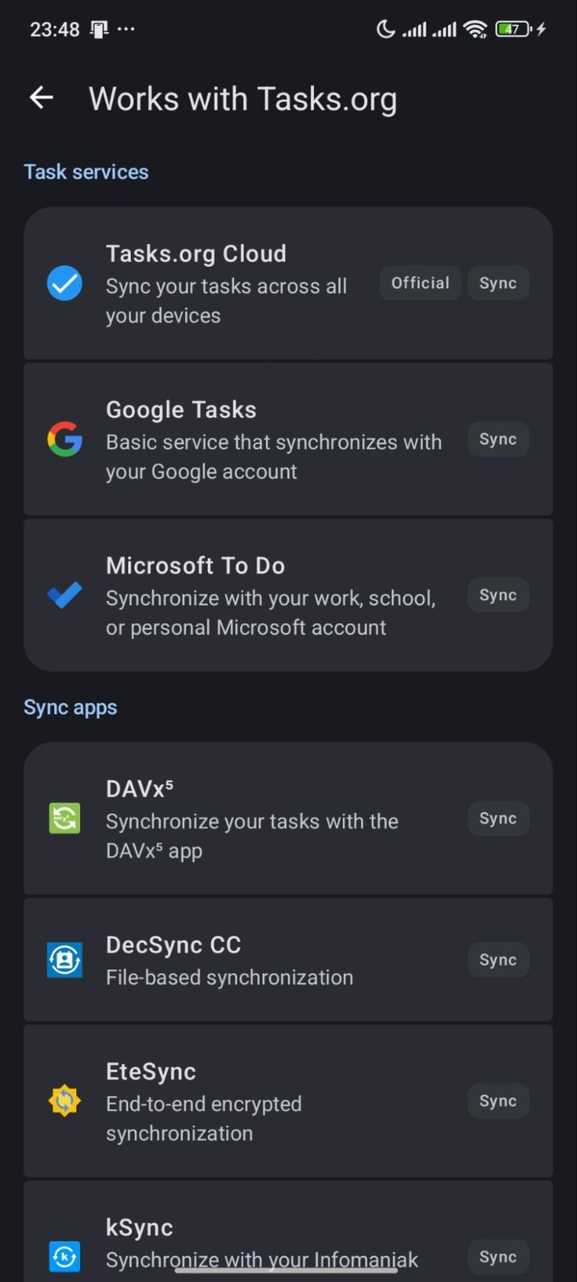 Tasks.org integrations