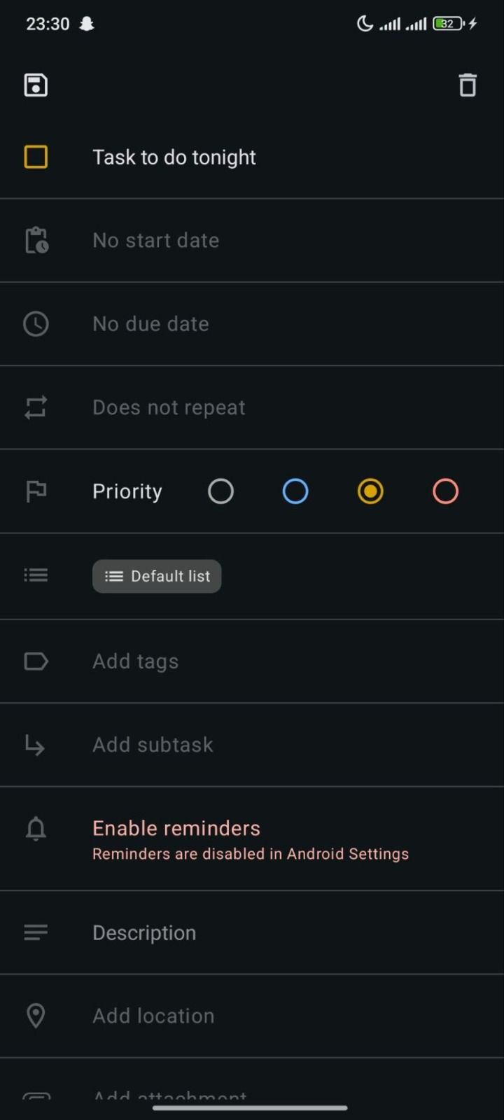 Tasks.org task settings