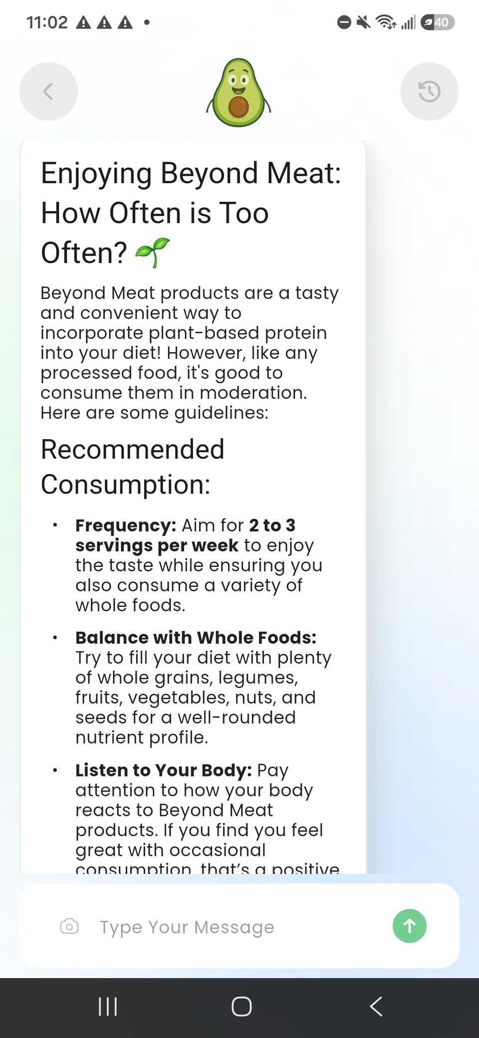 Asking Avi questions about beyond meat products