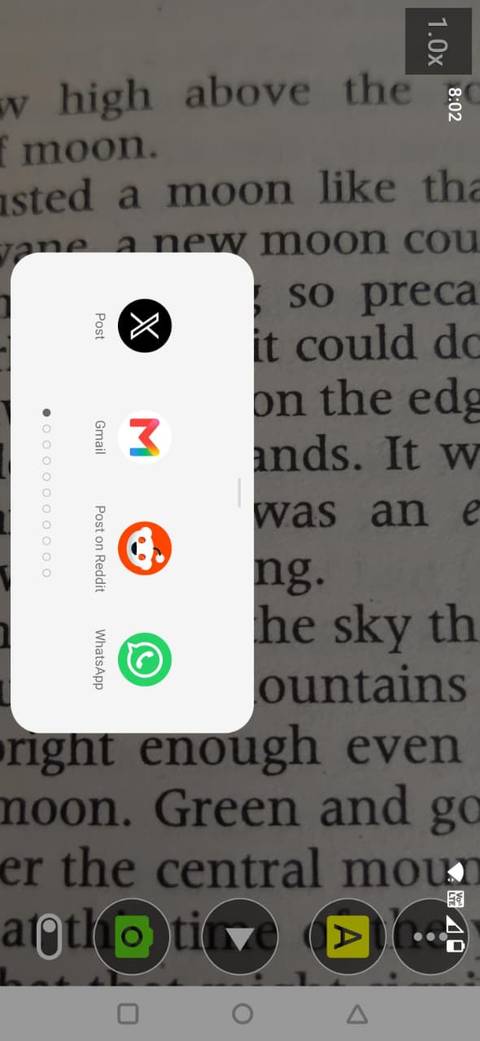 Screenshot che mostra le opzioni di condivisione dell’app WeZoom