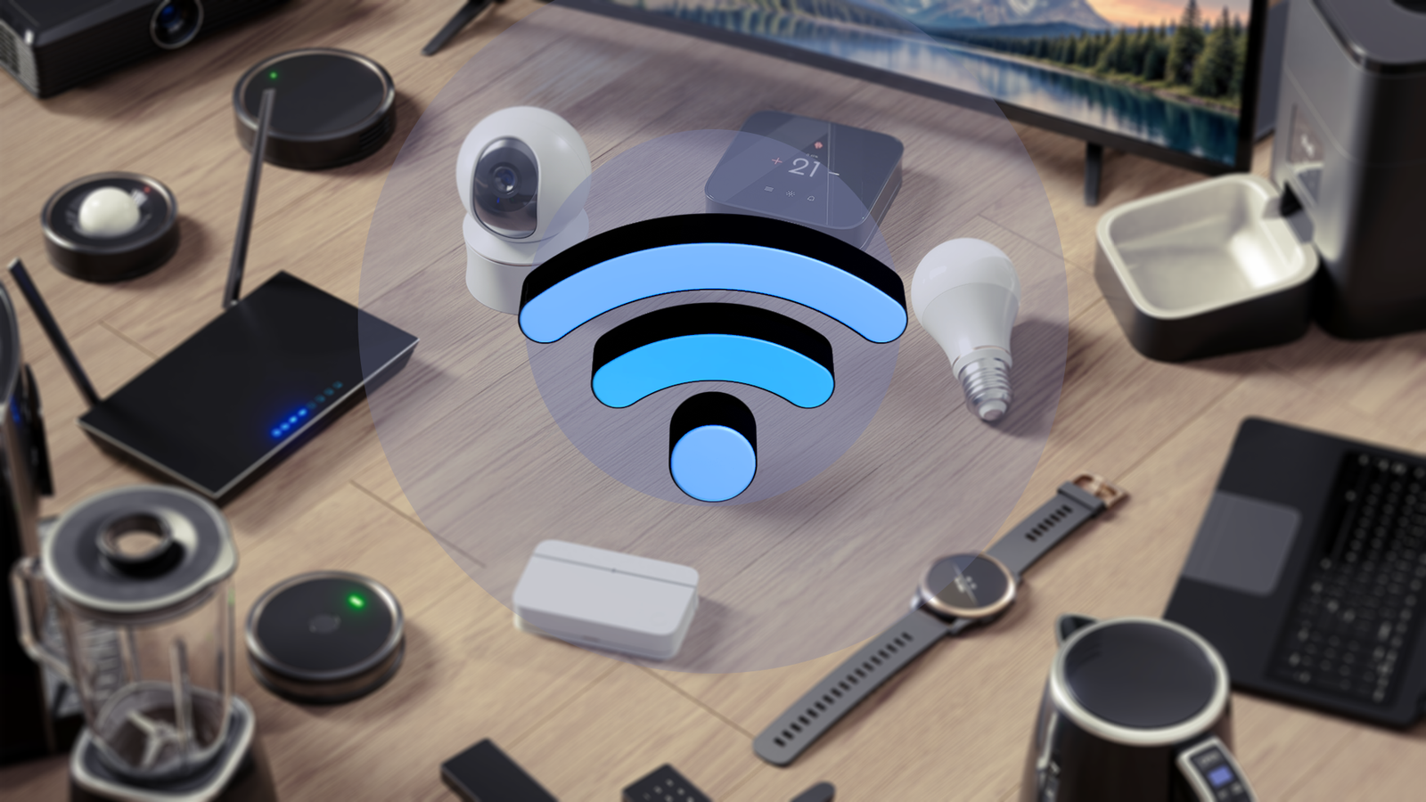 Как упростить подключение устройств к Wi-Fi при переезде Символ Wi-Fi в окружении подключенных цифровых устройств