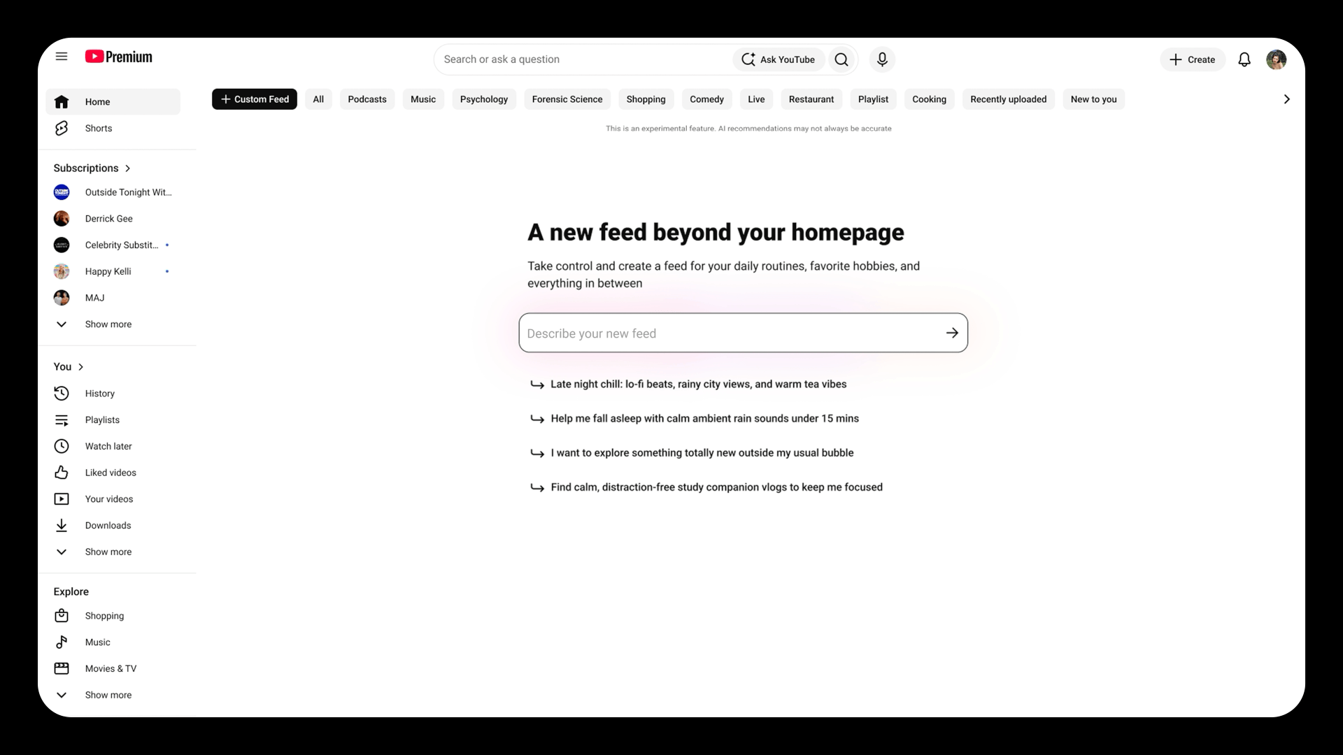 Feed personalizzati di YouTube-anim