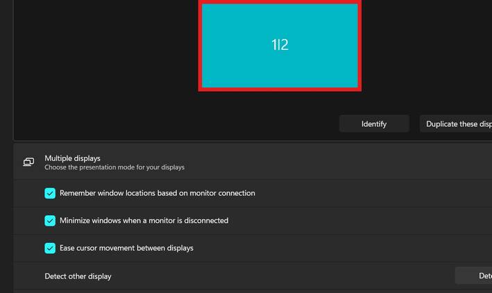 Windows 11 display settings showing the laptop and tablet duplicated