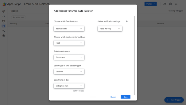App scripts trigger
