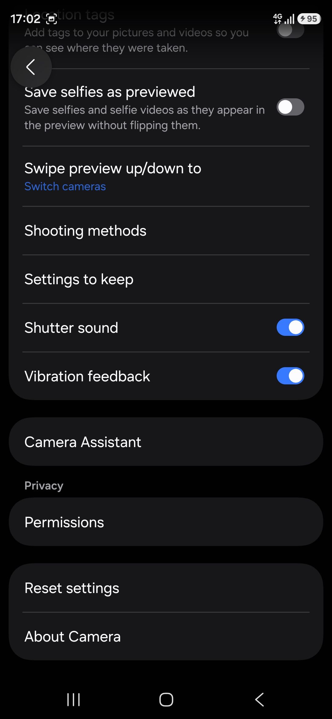 Camera Assistant in camera settings