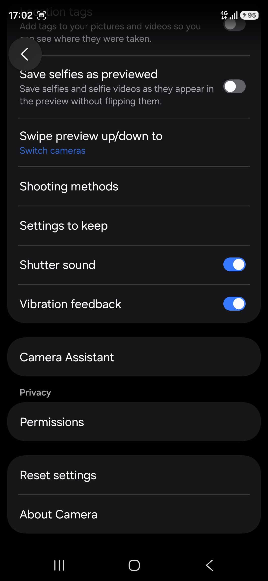 Camera Assistant in camera settings